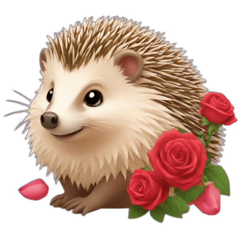 hedgehog with roses emoji