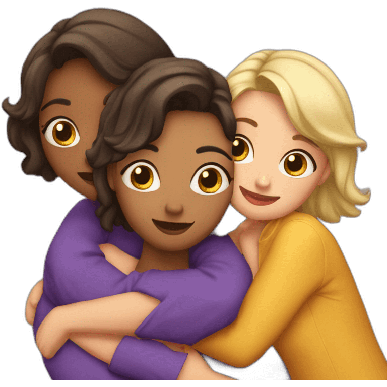 trois amies qui font un calin emoji