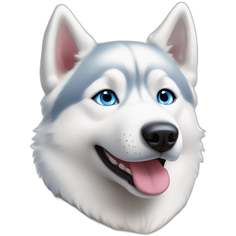 White Siberian husky smile  blue eyes emoji