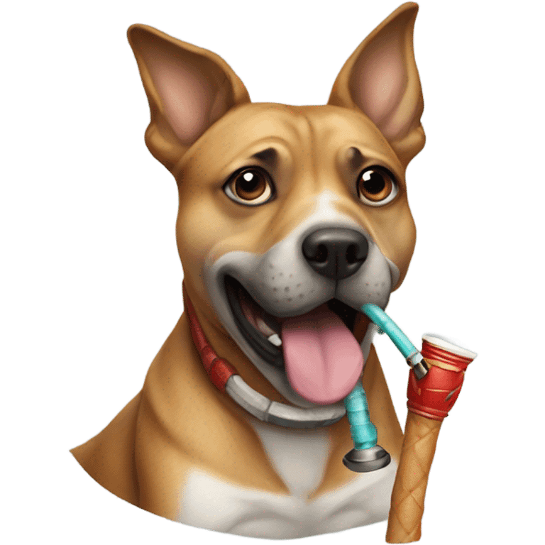 Dog with hookah in mouth emoji