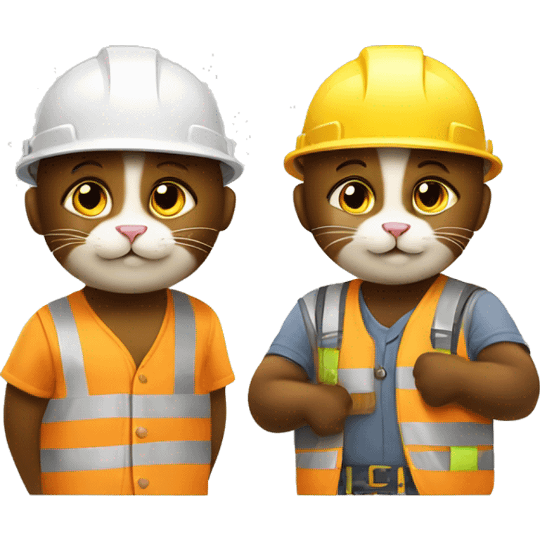 two cats dressed as construction workers emoji