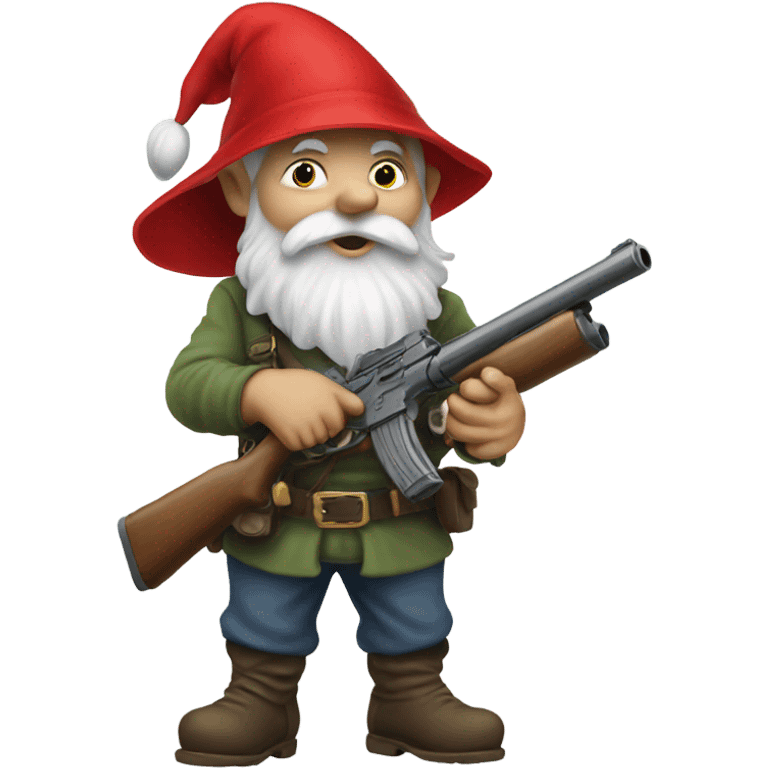 gnome redhat with a gun, catroon emoji