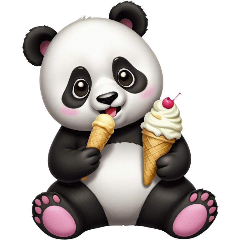 Panda eating ice cream emoji