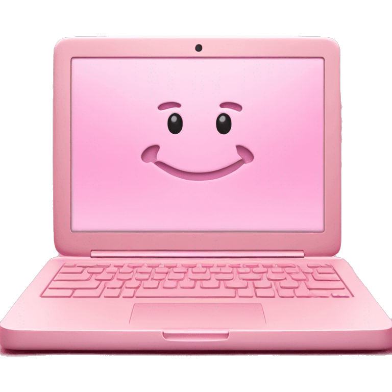 light pink laptop with powerpoint slides on screen emoji