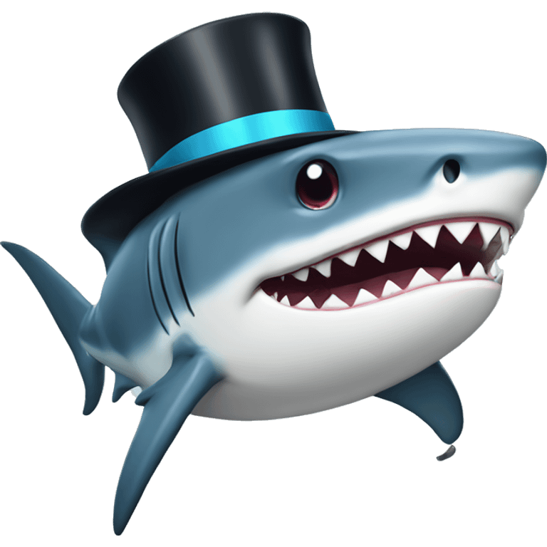 Shark with a top hat emoji