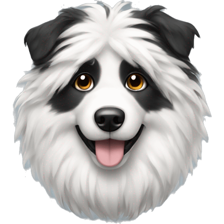 Black, white, fluffy dog emoji