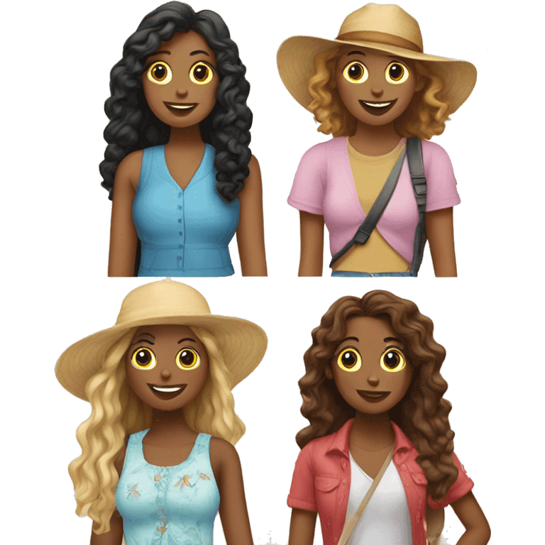 Four best friends girls on vacation in San Francisco emoji