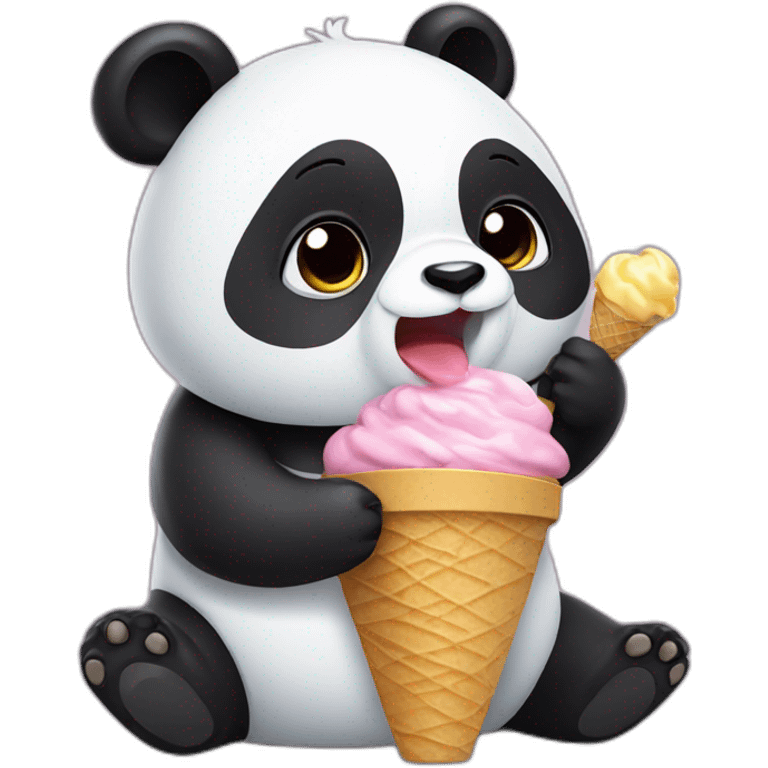 Panda eating ice cream emoji