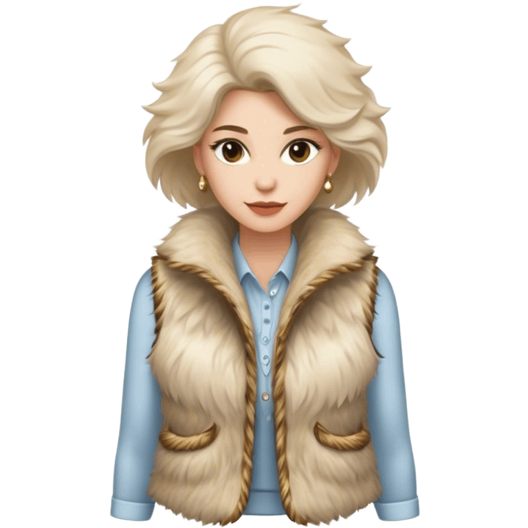 A women's vest combining a fur-like texture with a fluffy finish, radiating luxury and style emoji