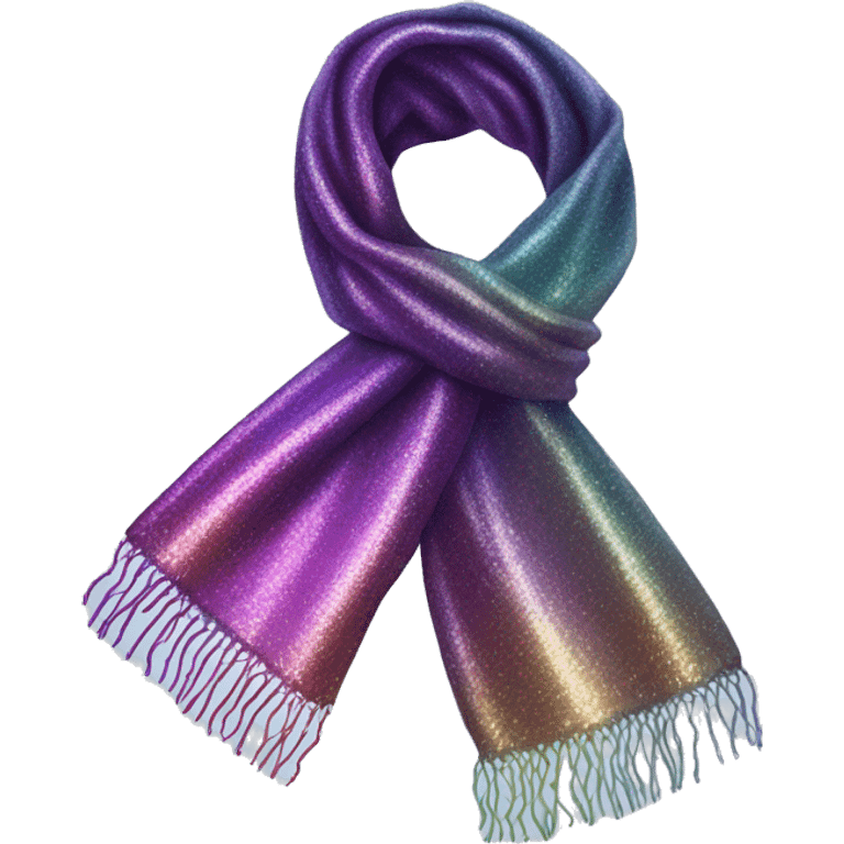 Realistic iridescent sparkle glitter winter scarf isolated. emoji