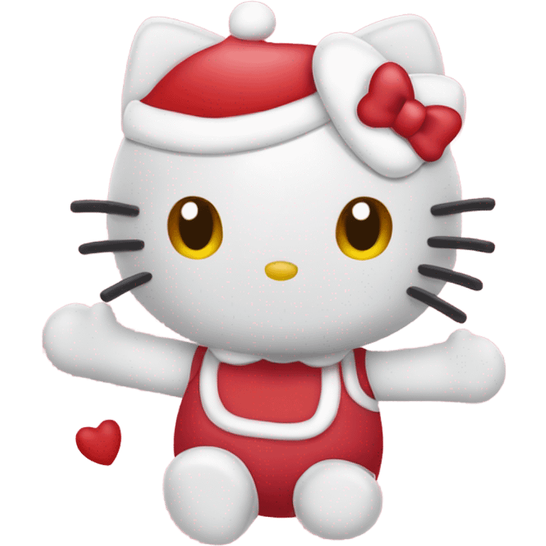 hello kitty with hearts around her, christmas emoji