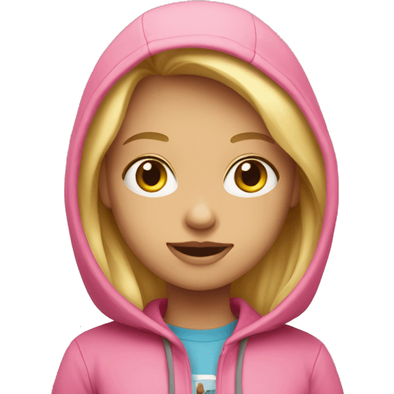 Blond girl with a pink hoodie  emoji