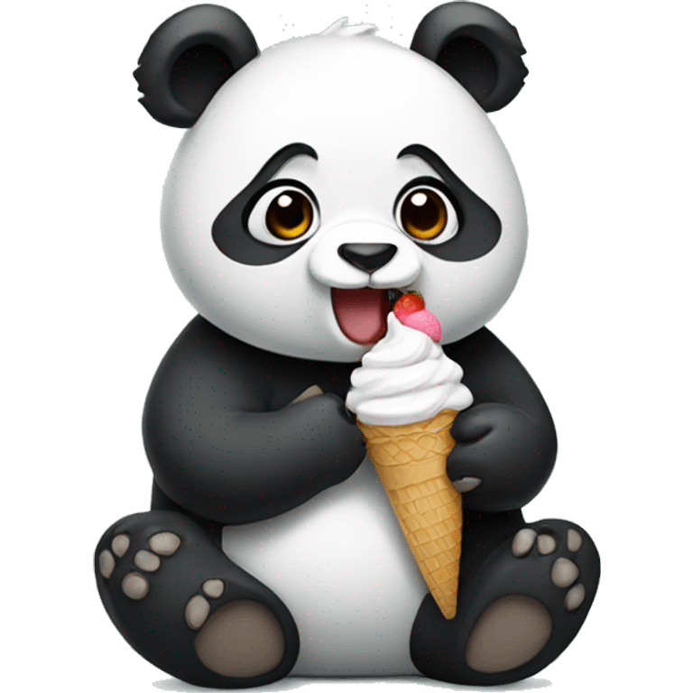 Panda eating ice cream emoji