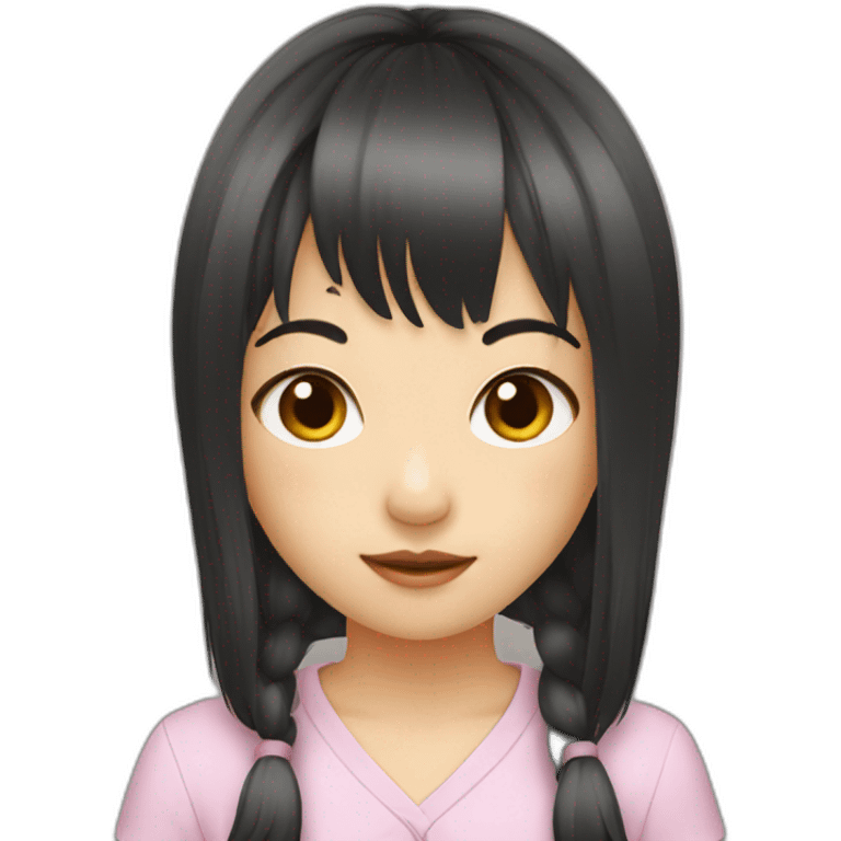 Asian girl have hair bangs with a mouse emoji