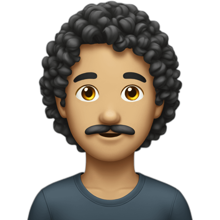 nagui young long curly hair with mustache emoji