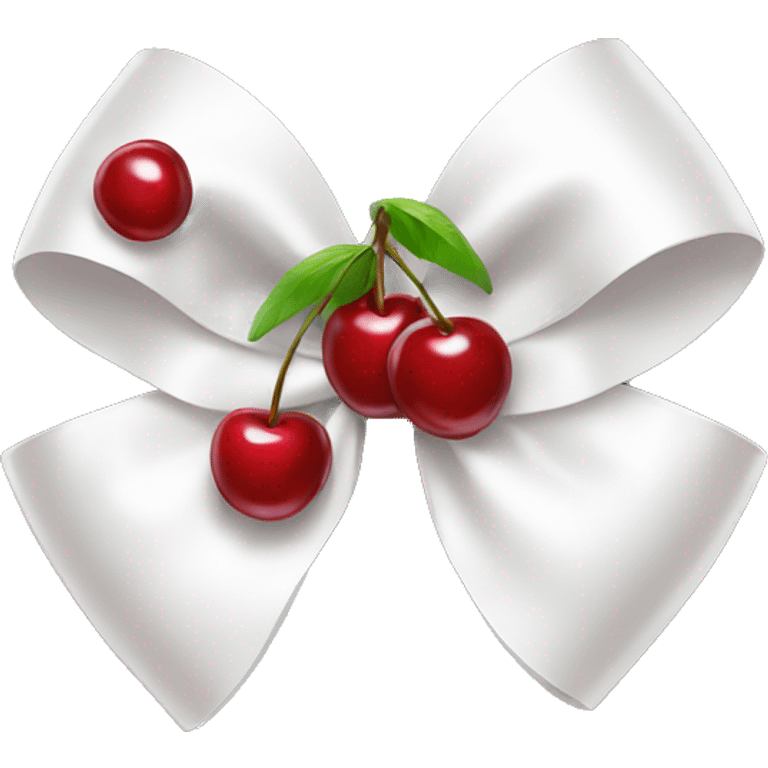 White bow with cherry emoji