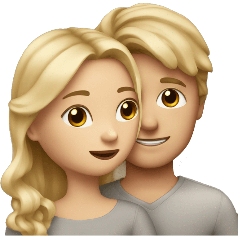 white boy with brown hair hugs a blonde balayage girl emoji