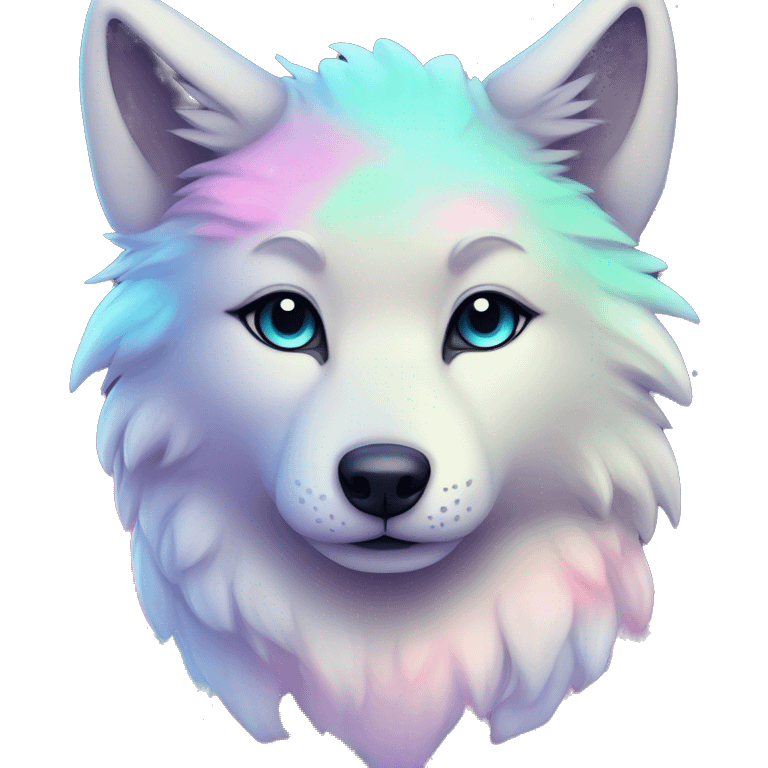 kawaii cute colorful shiny pastel nebula wolf emoji