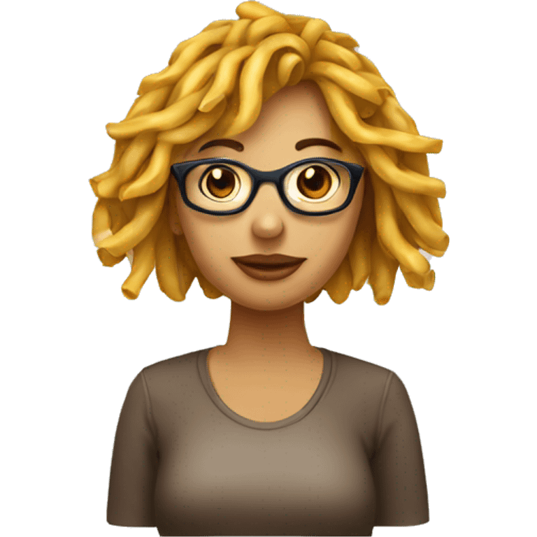 Chica con pelo muy largo con gafas de pasta marrones emoji