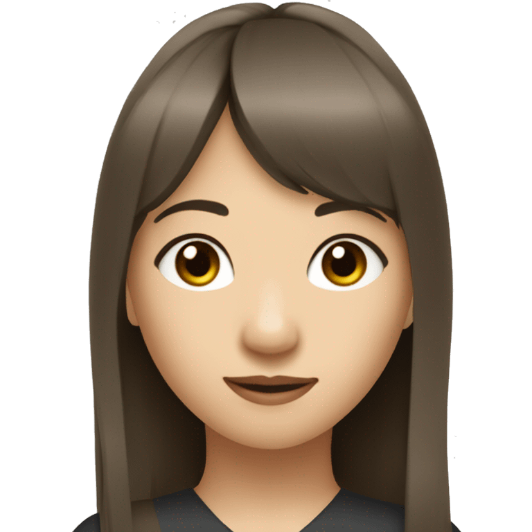 Pilates asian girl with long brown hair and bangs emoji