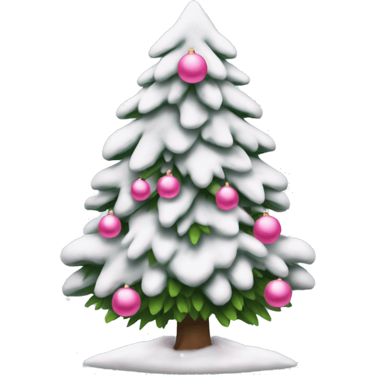 Tannenbaum mit schnee und rosa kugeln emoji