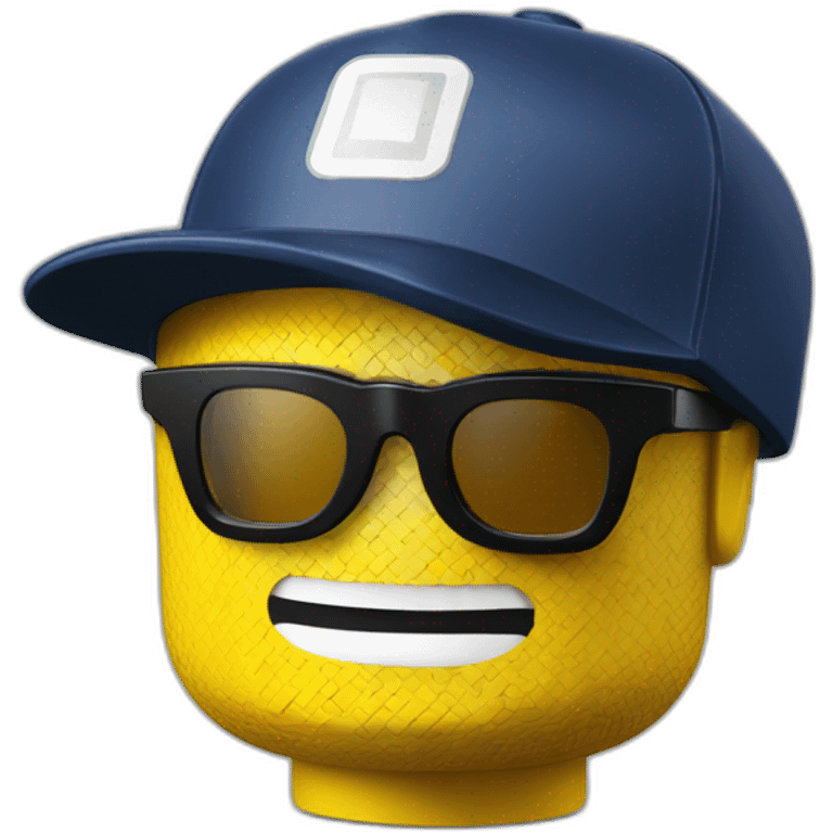 Lego in sport sunglasses and sport cap emoji