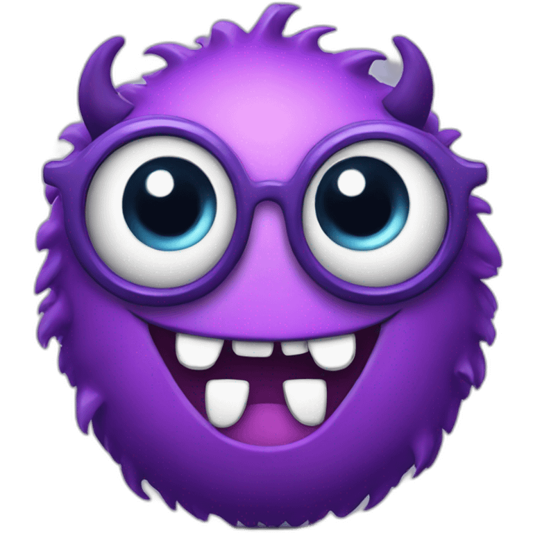 violet nerdy monster with a question mark emoji