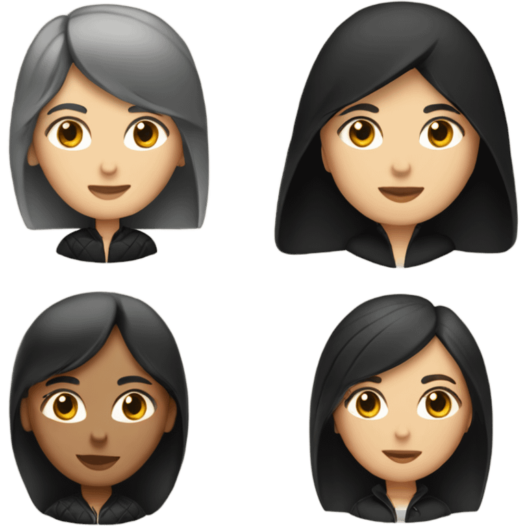 two caucassian woman with black jackets. One has black hair the other one has brown hair and is slightly shorter then the woman with black hair emoji