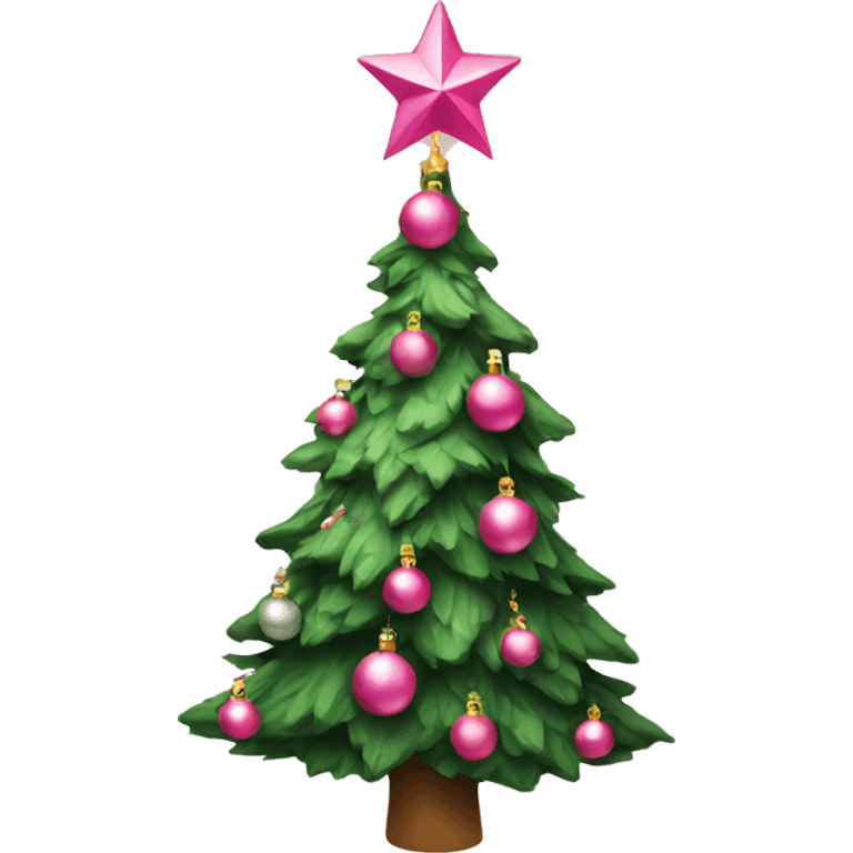 Christmas tree with pink ornaments  emoji