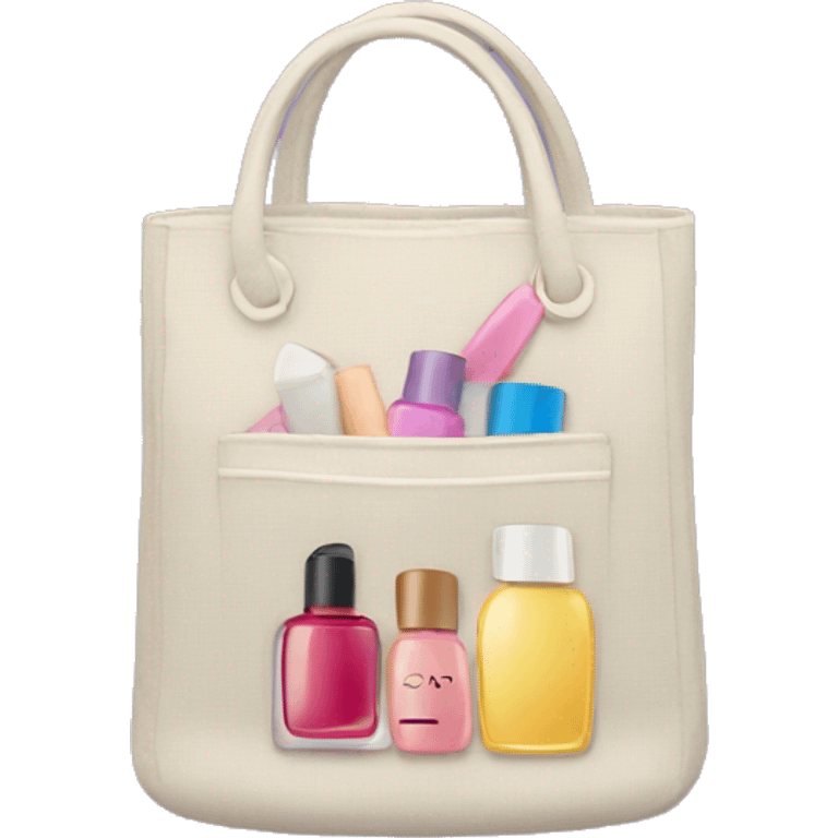 bag with cosmetics sticking out emoji