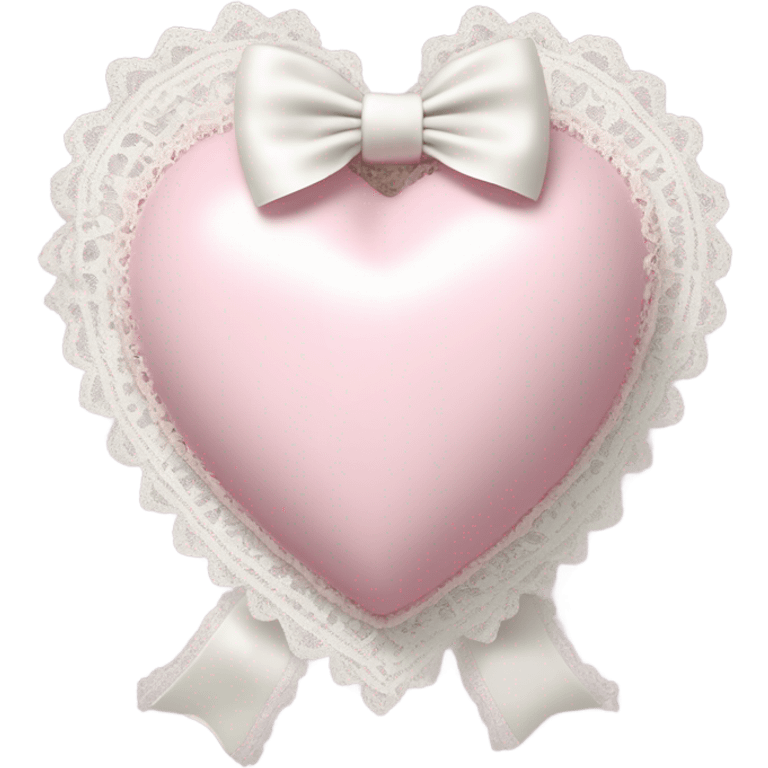 rococo Pastel pink heart with white bow with lace and frills  emoji