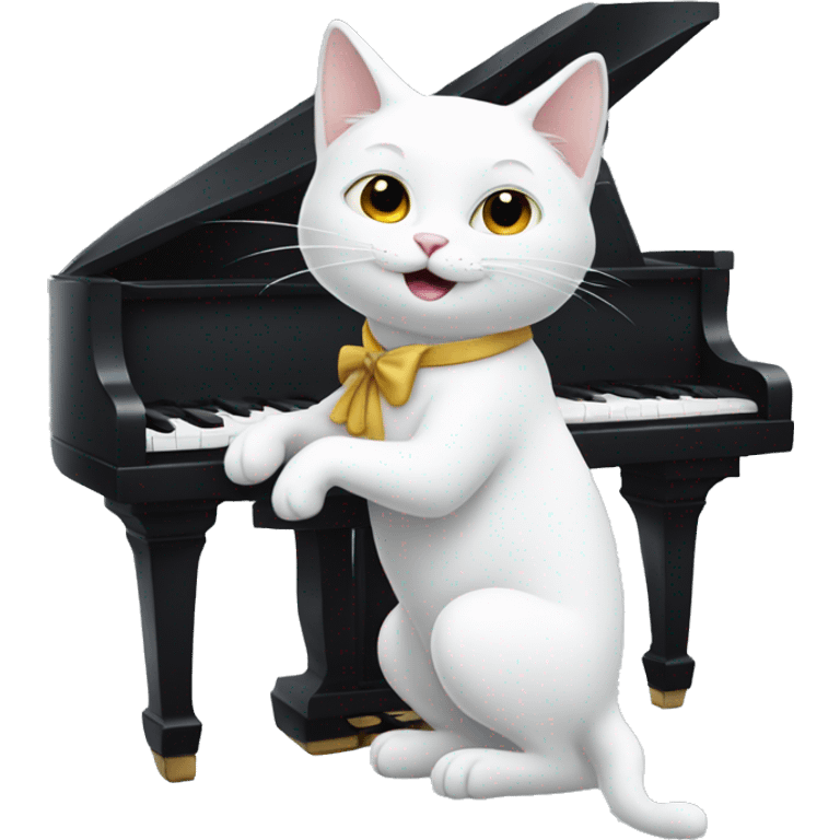 White Cat playing piano emoji