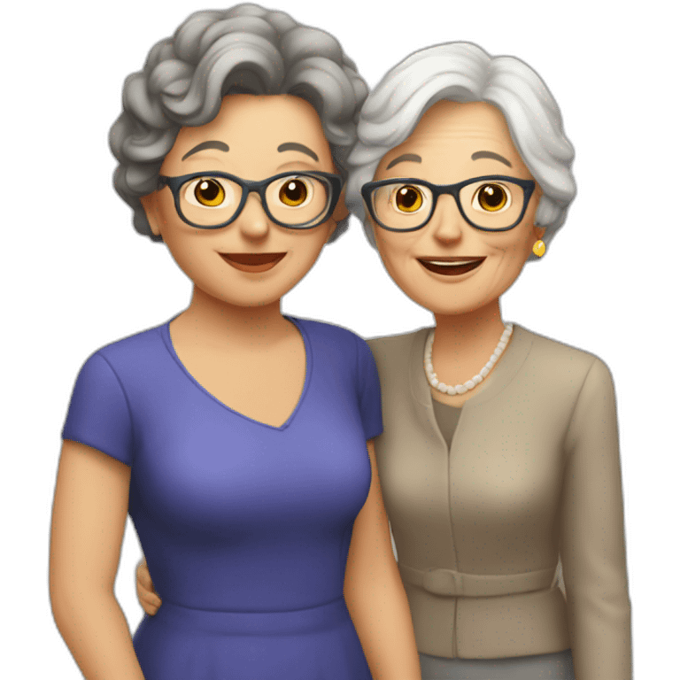 Classmates Reunion with older lady teacher emoji