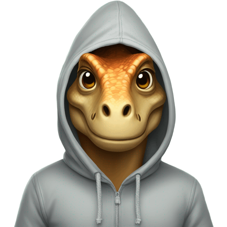 Dinosaur wearing hoodie emoji