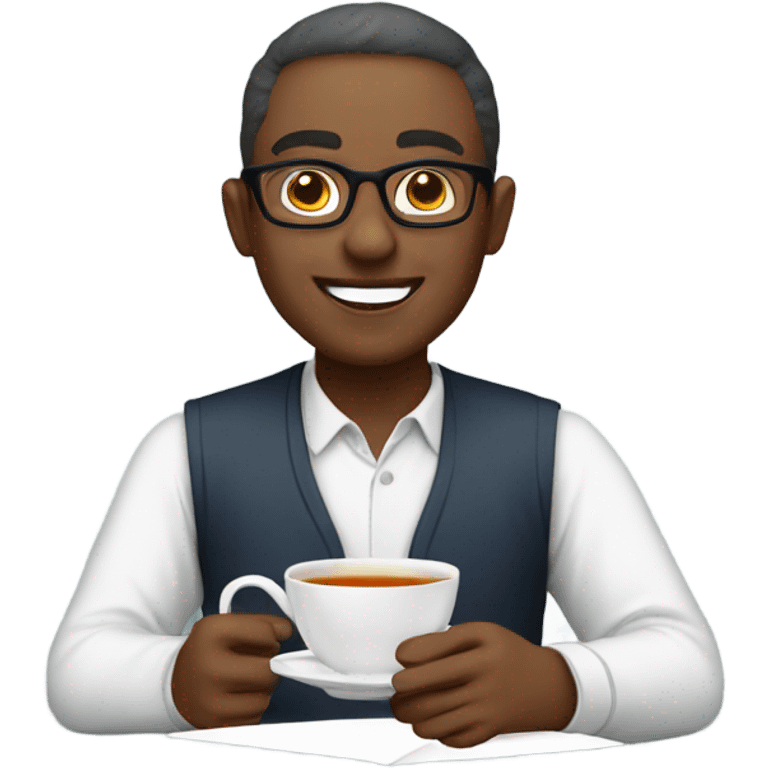 tutor with tea emoji