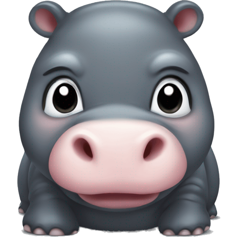 A grumpy baby pygmy hippo. Her mouth is open and you can see the whites of her eyes very clearly. emoji