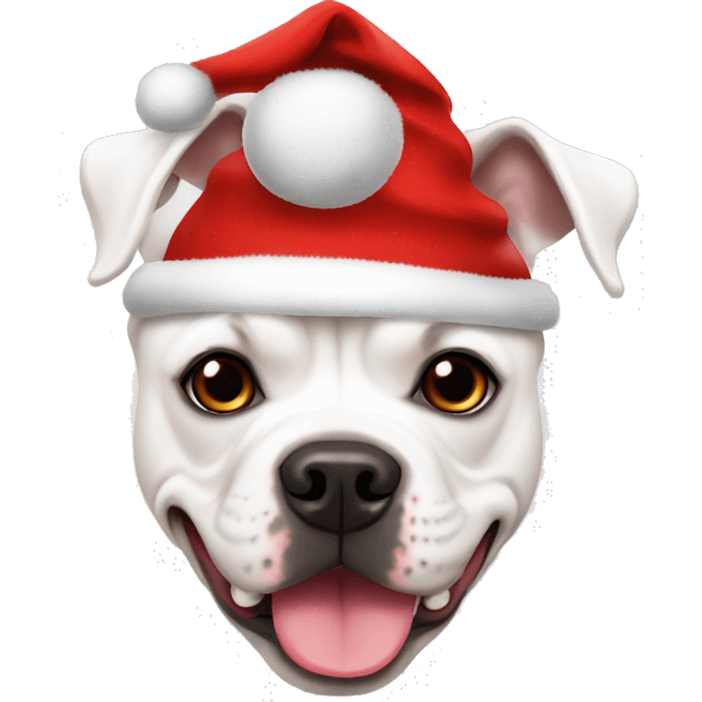 White american bulldog with xmas hat emoji