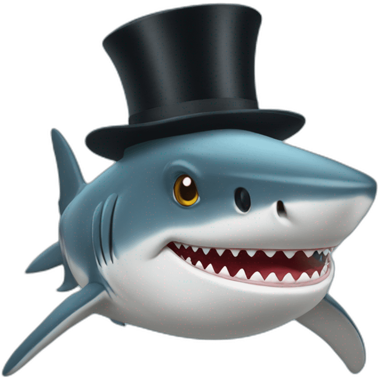 Shark with a top hat emoji