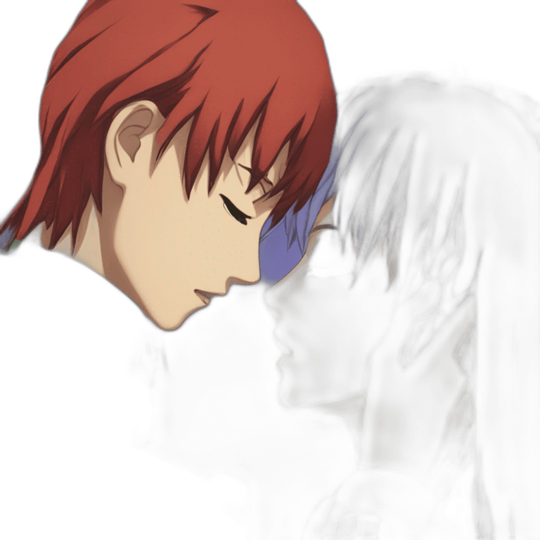 Asuka kissing Rei from Evangelion emoji