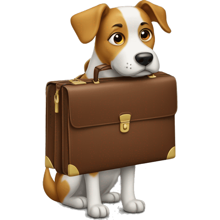 dog holds briefcase emoji