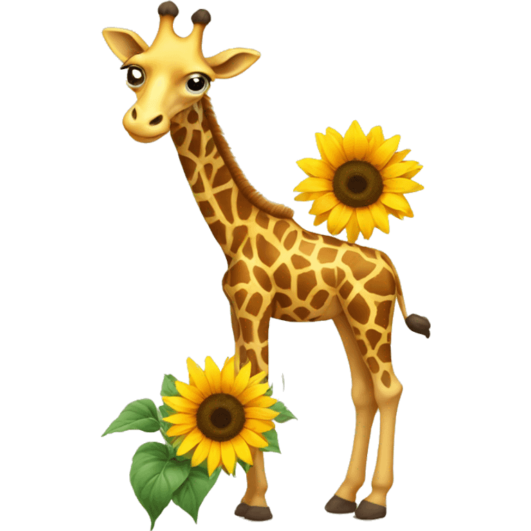 Giraffe holding sunflower  emoji