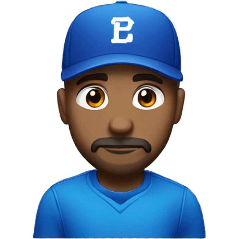 Male gamer blue baseball cap goatee brown eyes emoji