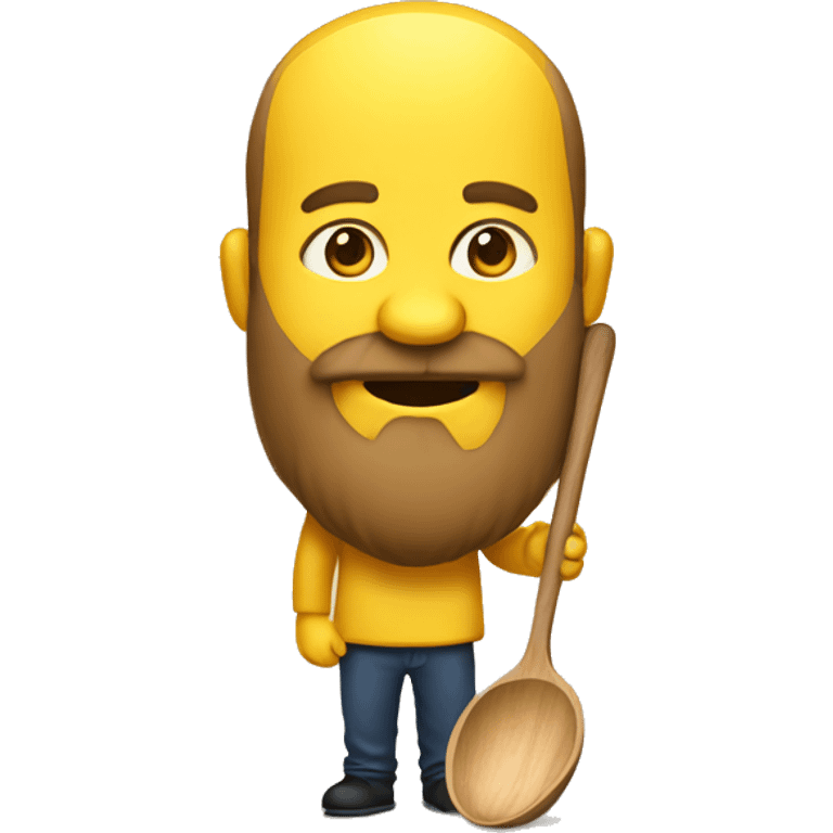 head, yellow skin, growing beard. with a wooden ladle in hand emoji