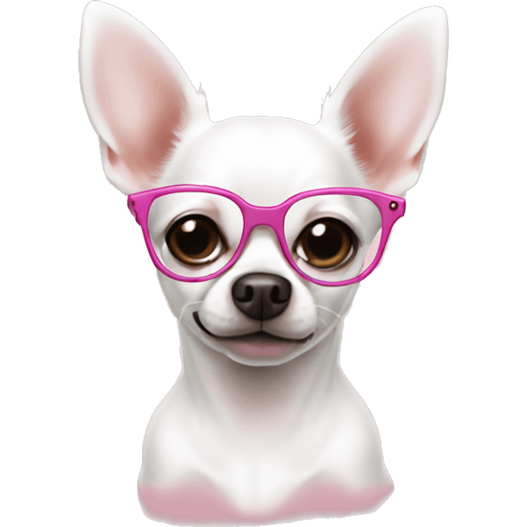 white chihuahua with glasses pink emoji