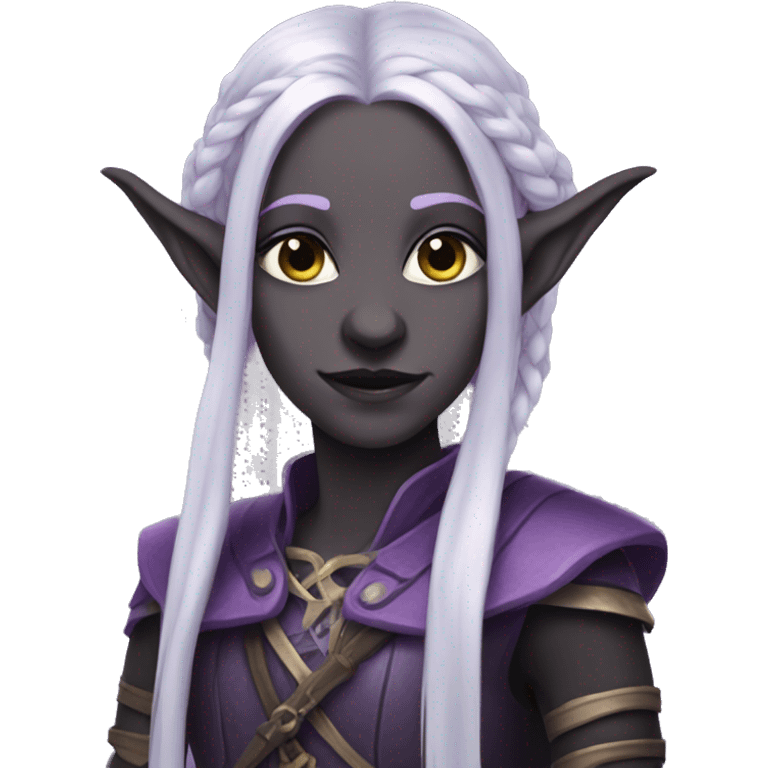 Dark elf with long braid and lilac eyes emoji