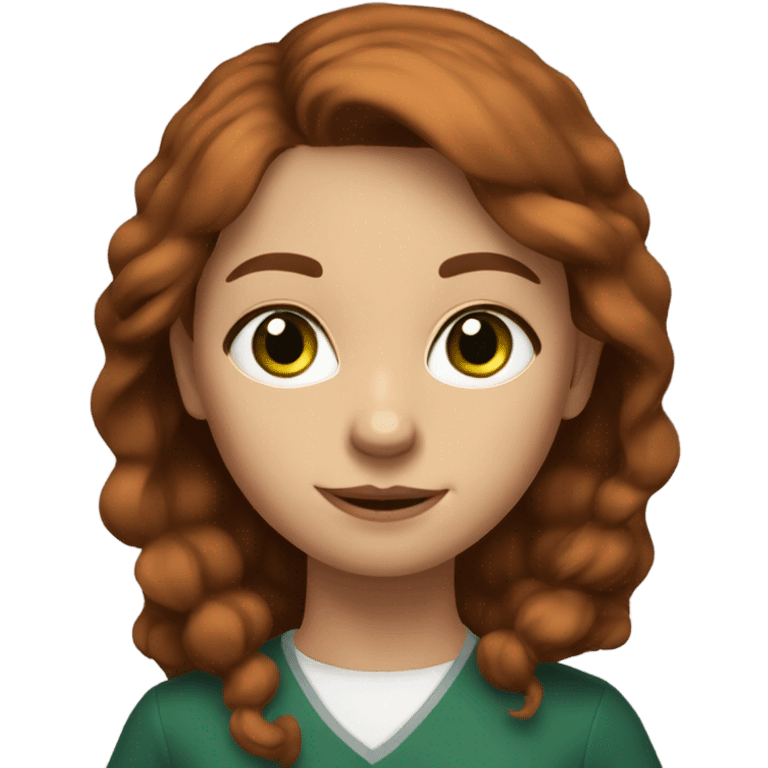 young kindergarten teacher with green eyes and reddish brown hair emoji