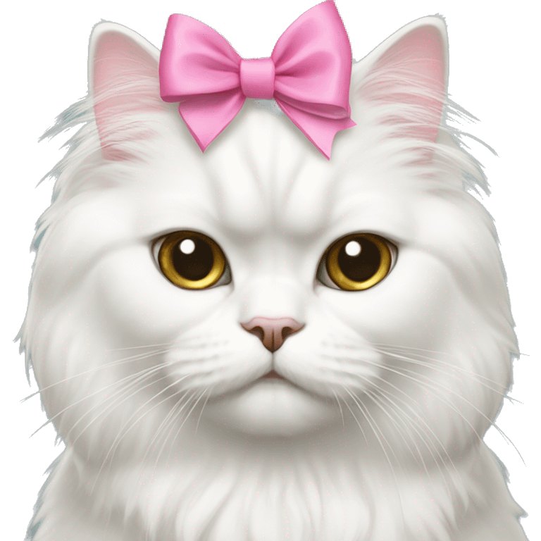 White Persian cat with pink bow  emoji