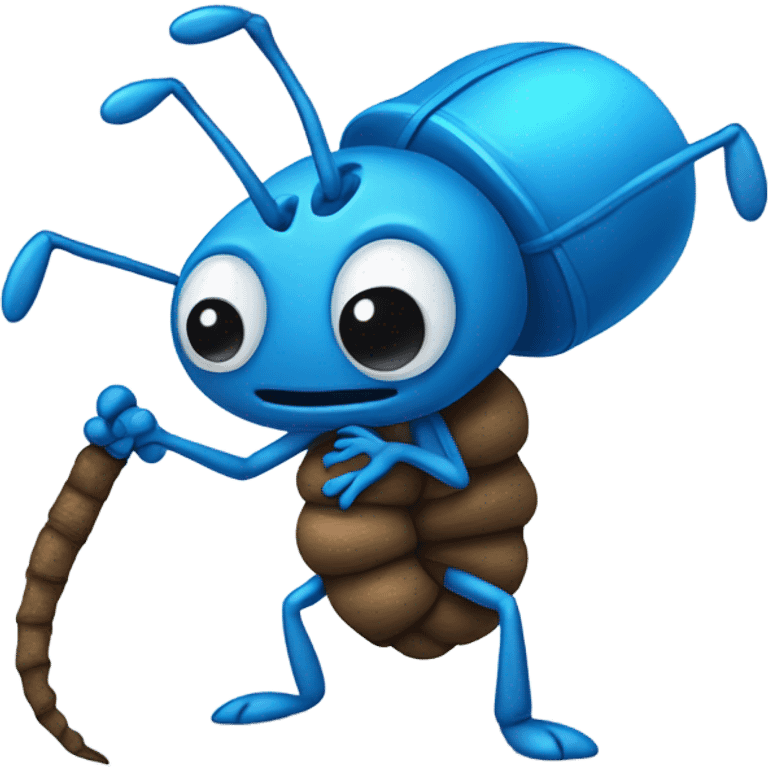 embarrassed ant holding a blue bindle  emoji