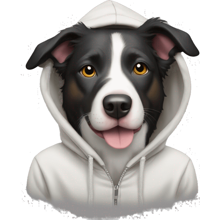 border collie pitbull in hoodie emoji