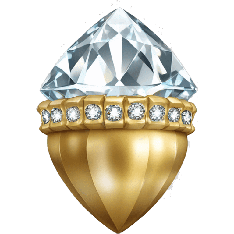 a Diamond Acorn, sparkling cut diamond, with stem of gold emoji